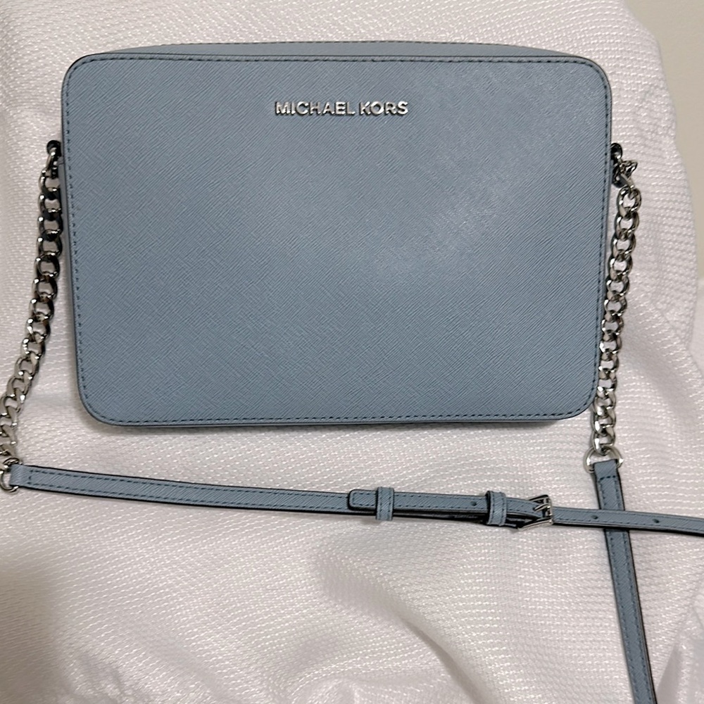 Michael Kors Blue Saffiano Leather Crossbody Bag